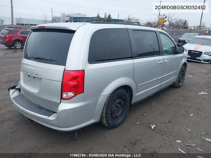 2C4RDGBG5CR352452 2012 Dodge Grand Caravan Se/Sxt