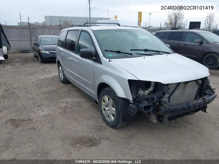 2012 Dodge Grand Caravan Se VIN: 2C4RDGBG2CR101419 Lot: 11994219