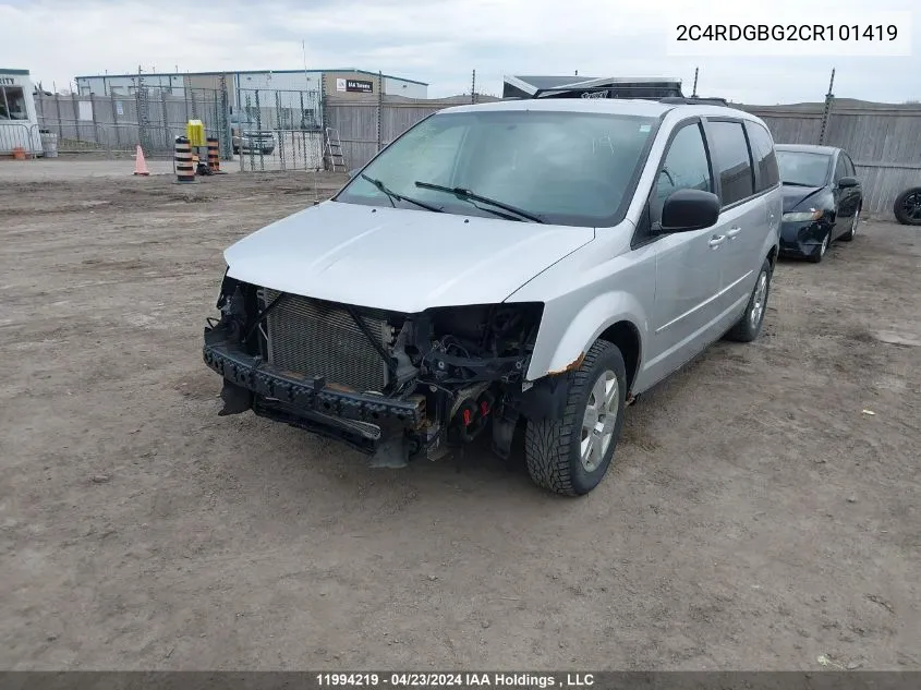 2012 Dodge Grand Caravan Se VIN: 2C4RDGBG2CR101419 Lot: 11994219