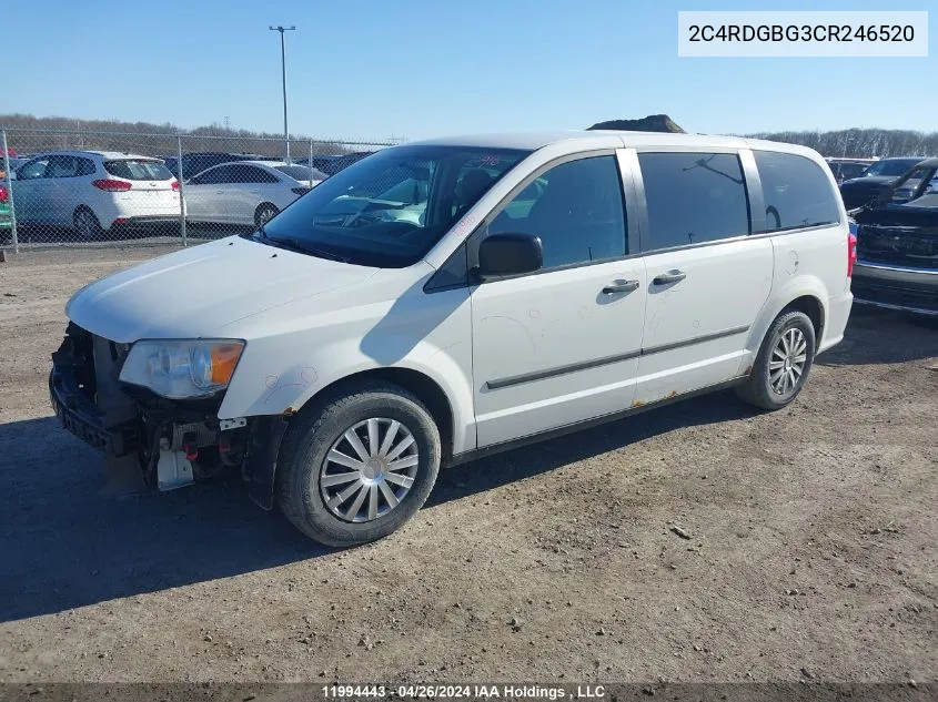 2012 Dodge Grand Caravan VIN: 2C4RDGBG3CR246520 Lot: 11994443