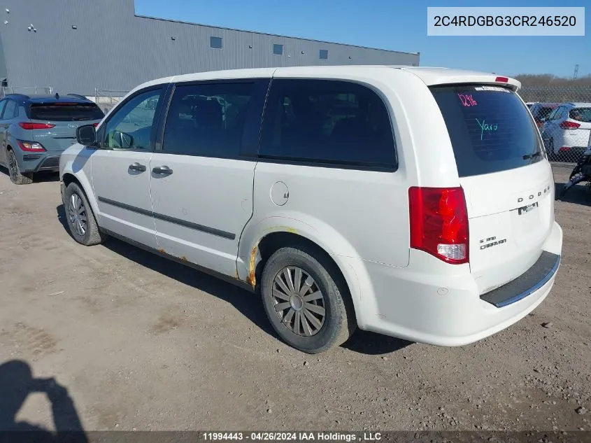 2C4RDGBG3CR246520 2012 Dodge Grand Caravan