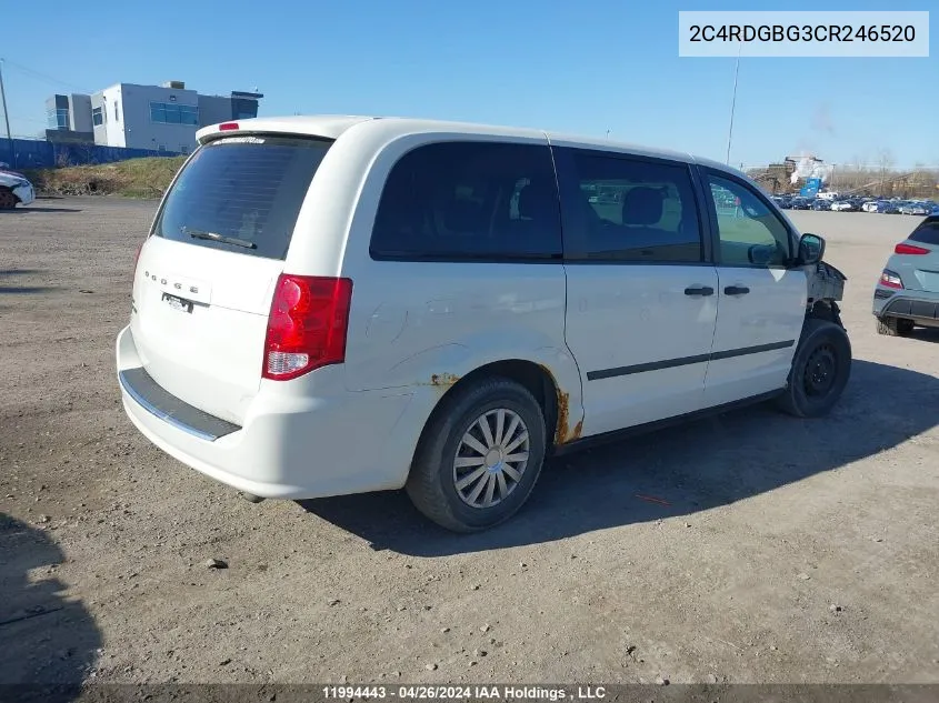 2C4RDGBG3CR246520 2012 Dodge Grand Caravan