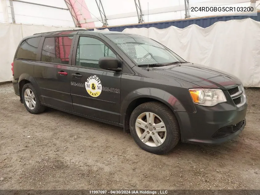 2C4RDGBG5CR103200 2012 Dodge Grand Caravan Se/Sxt