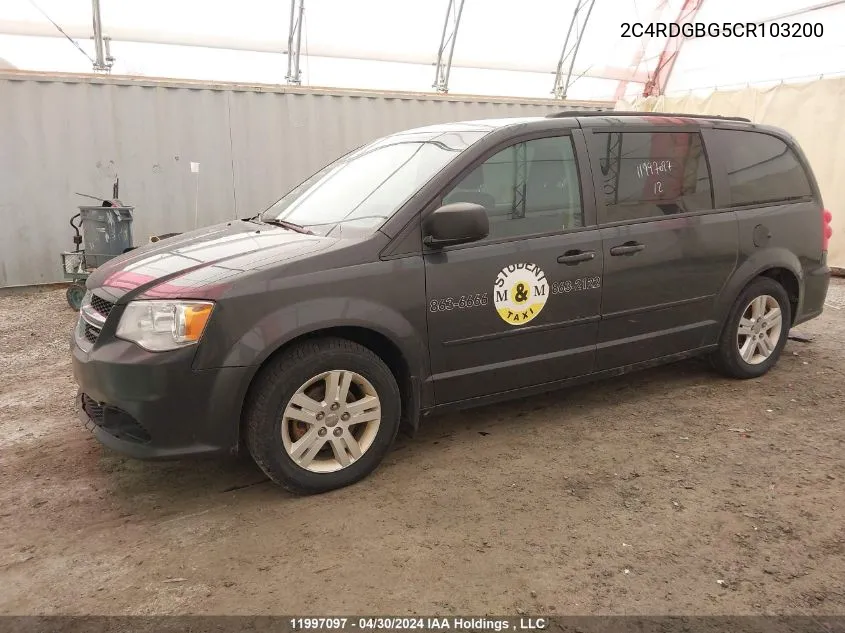 2012 Dodge Grand Caravan Se/Sxt VIN: 2C4RDGBG5CR103200 Lot: 11997097