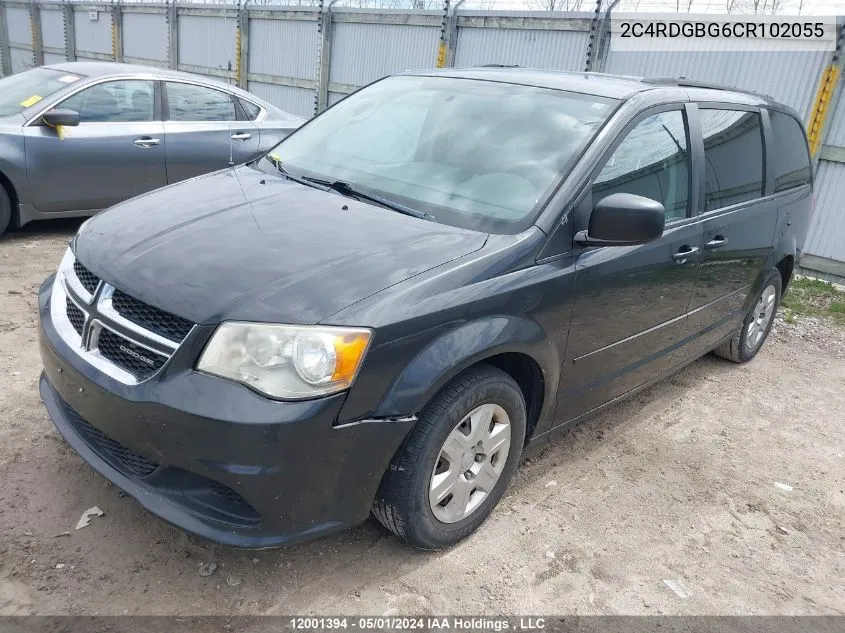 2C4RDGBG6CR102055 2012 Dodge Grand Caravan Se/Sxt