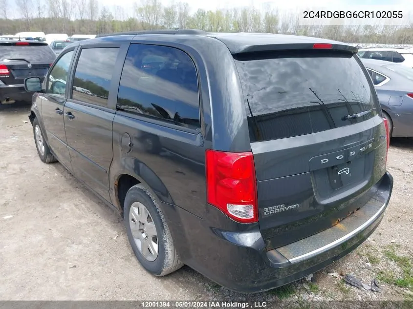 2C4RDGBG6CR102055 2012 Dodge Grand Caravan Se/Sxt