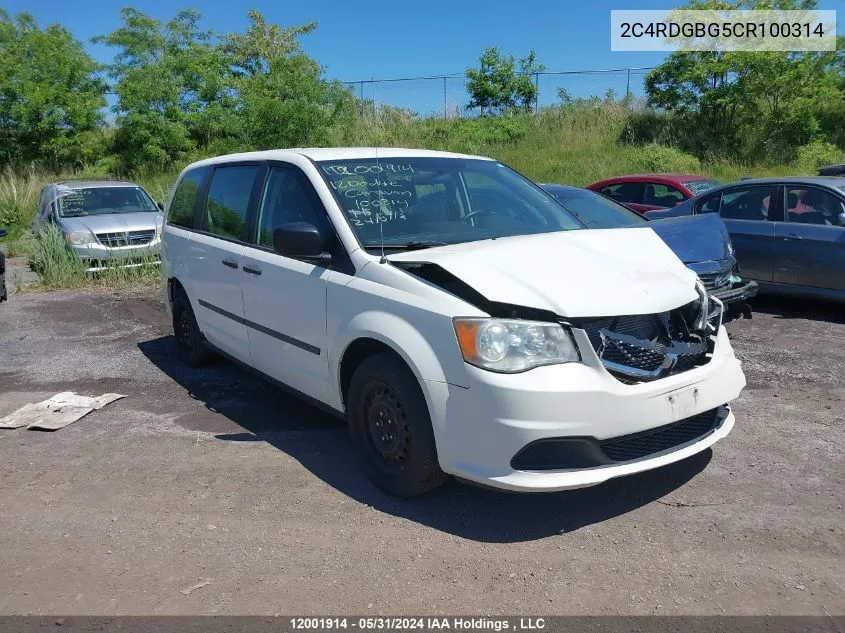 2C4RDGBG5CR100314 2012 Dodge Grand Caravan Se