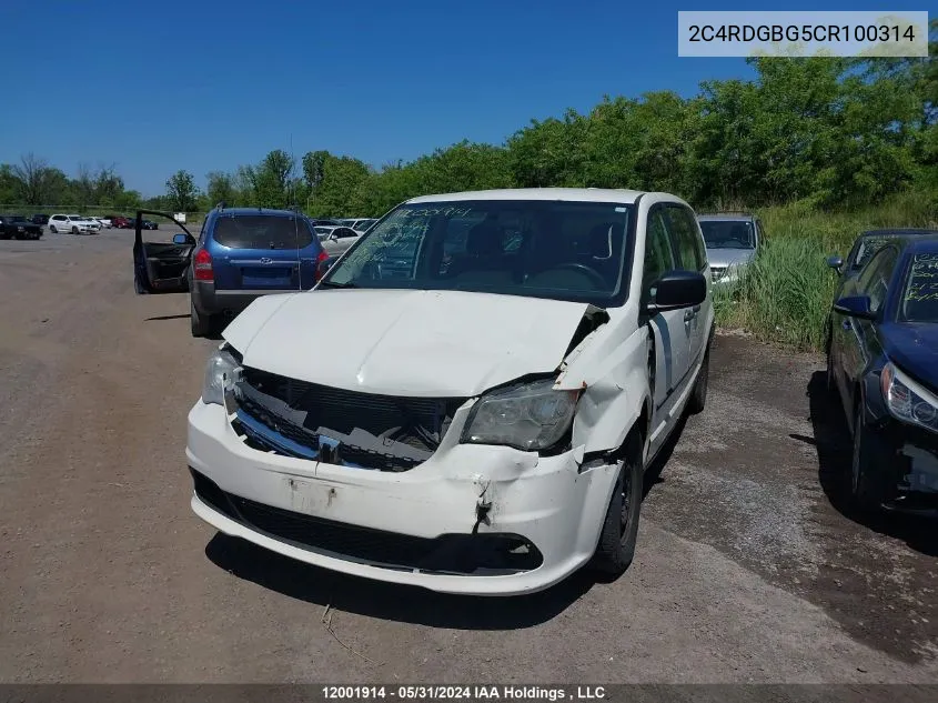 2012 Dodge Grand Caravan Se VIN: 2C4RDGBG5CR100314 Lot: 12001914