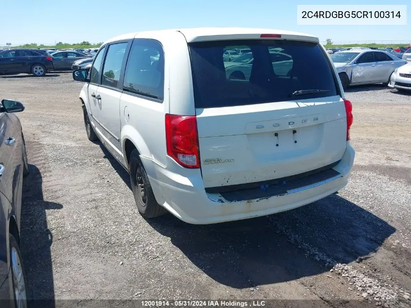 2C4RDGBG5CR100314 2012 Dodge Grand Caravan Se