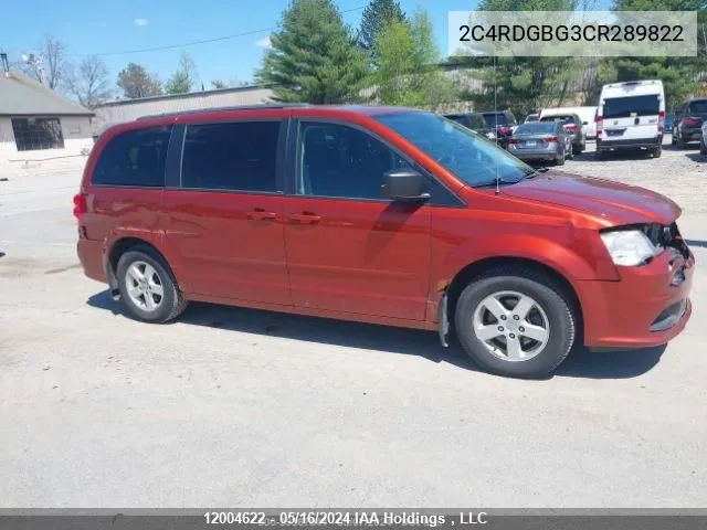 2012 Dodge Grand Caravan Se/Sxt VIN: 2C4RDGBG3CR289822 Lot: 12004622