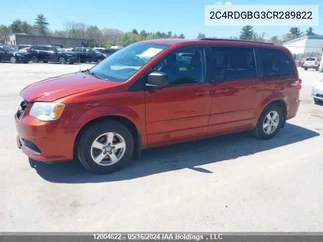 2C4RDGBG3CR289822 2012 Dodge Grand Caravan Se/Sxt