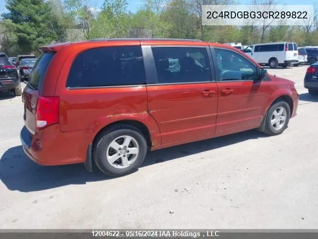 2012 Dodge Grand Caravan Se/Sxt VIN: 2C4RDGBG3CR289822 Lot: 12004622