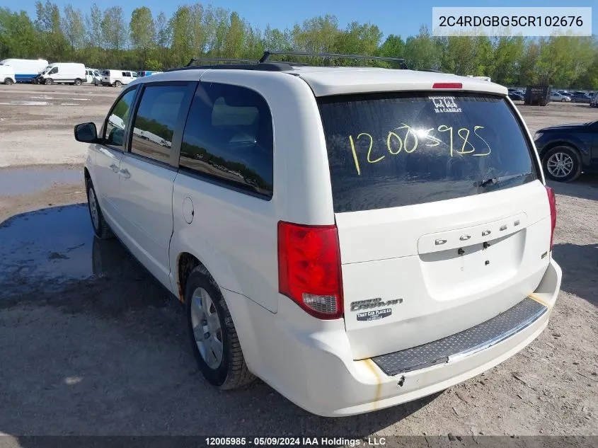 2C4RDGBG5CR102676 2012 Dodge Grand Caravan Se/Sxt