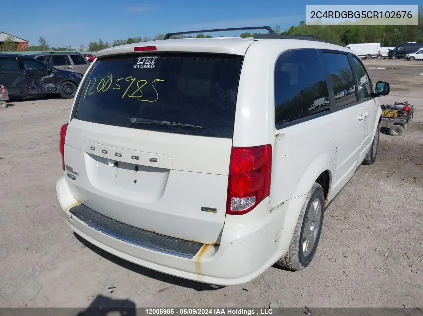 2012 Dodge Grand Caravan Se/Sxt VIN: 2C4RDGBG5CR102676 Lot: 12005985