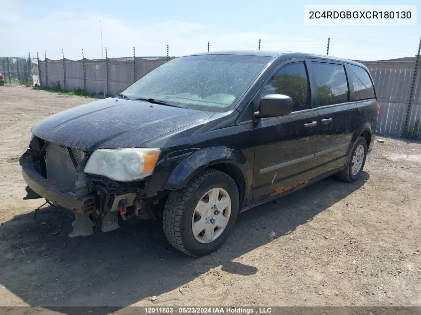 2012 Dodge Grand Caravan Se VIN: 2C4RDGBGXCR180130 Lot: 12011803