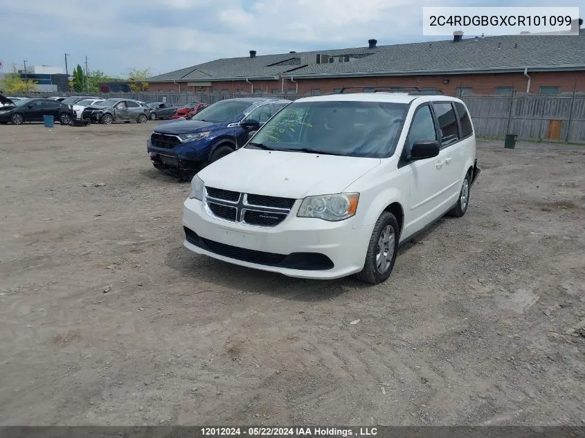 2012 Dodge Grand Caravan Se VIN: 2C4RDGBGXCR101099 Lot: 12012024