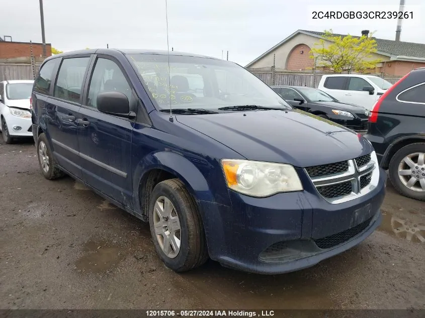 2012 Dodge Grand Caravan Se VIN: 2C4RDGBG3CR239261 Lot: 12015706