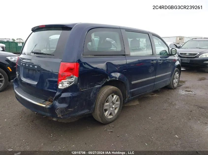 2C4RDGBG3CR239261 2012 Dodge Grand Caravan Se