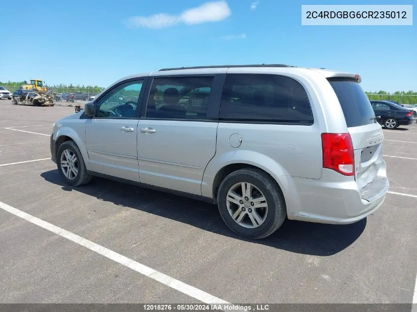 2012 Dodge Grand Caravan Se VIN: 2C4RDGBG6CR235012 Lot: 12018276