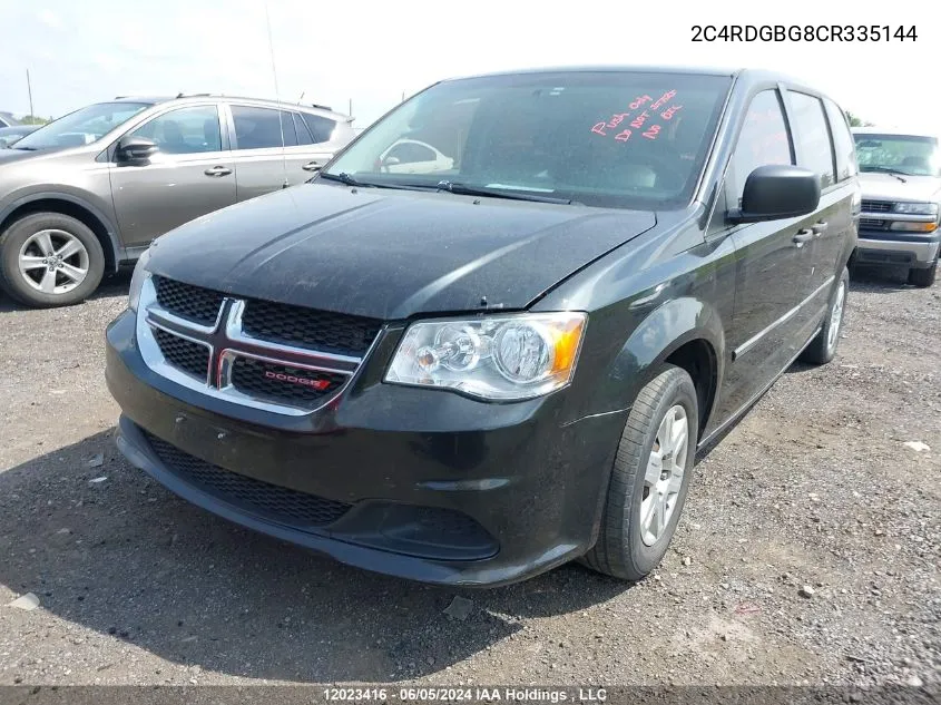 2C4RDGBG8CR335144 2012 Dodge Grand Caravan Se/Sxt