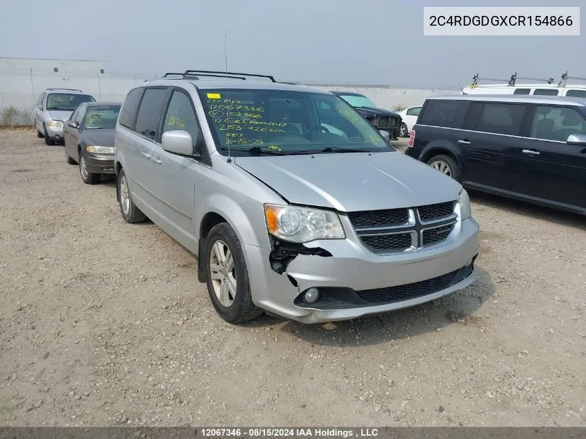 2012 Dodge Grand Caravan Crew VIN: 2C4RDGDGXCR154866 Lot: 12067346