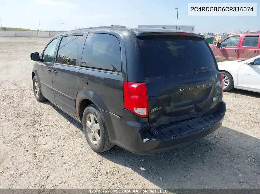 2012 Dodge Grand Caravan Se VIN: 2C4RDGBG6CR316074 Lot: 12073576