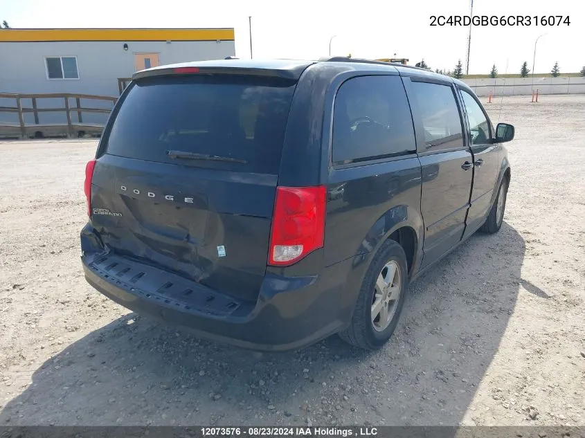 2012 Dodge Grand Caravan Se VIN: 2C4RDGBG6CR316074 Lot: 12073576