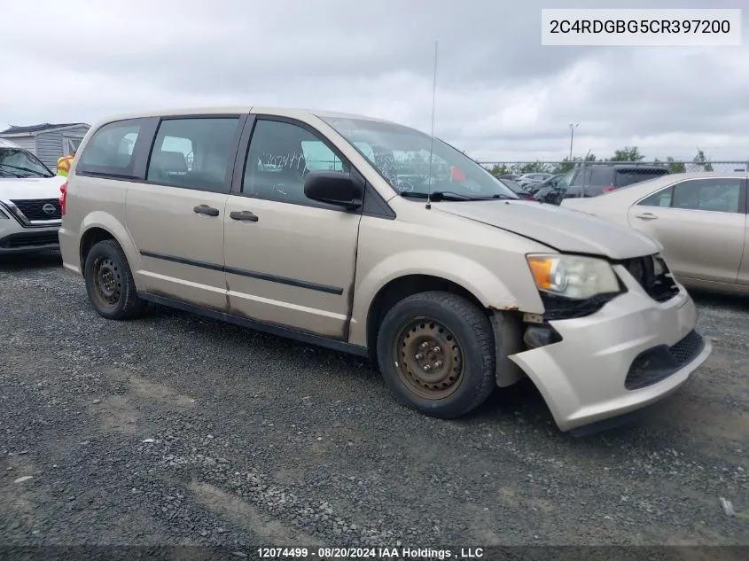 2012 Dodge Grand Caravan Se VIN: 2C4RDGBG5CR397200 Lot: 12074499