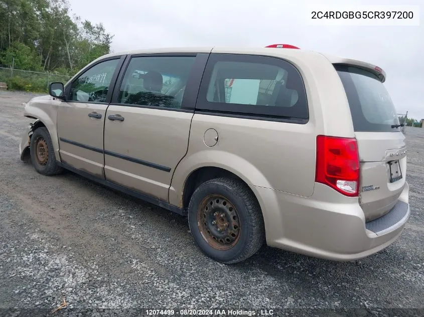 2012 Dodge Grand Caravan Se VIN: 2C4RDGBG5CR397200 Lot: 12074499