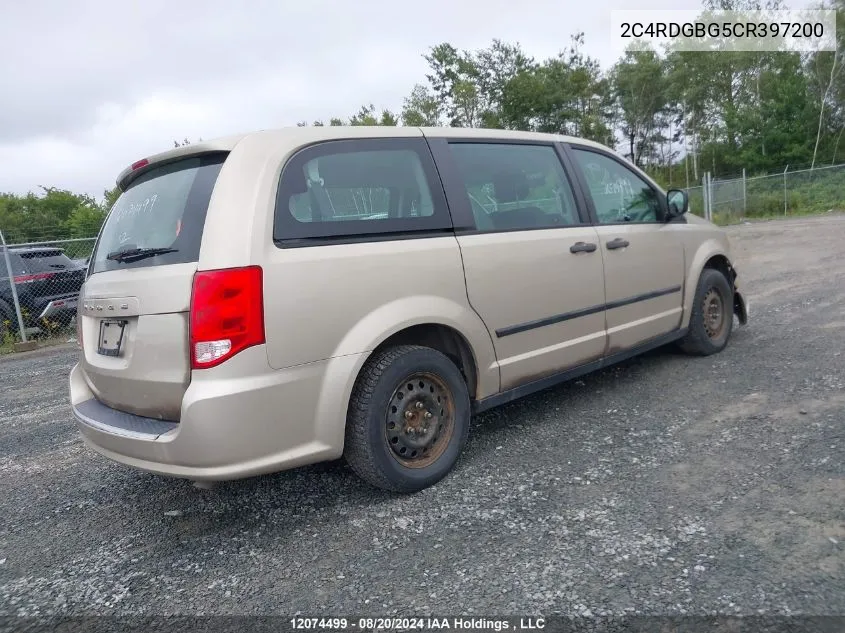 2012 Dodge Grand Caravan Se VIN: 2C4RDGBG5CR397200 Lot: 12074499