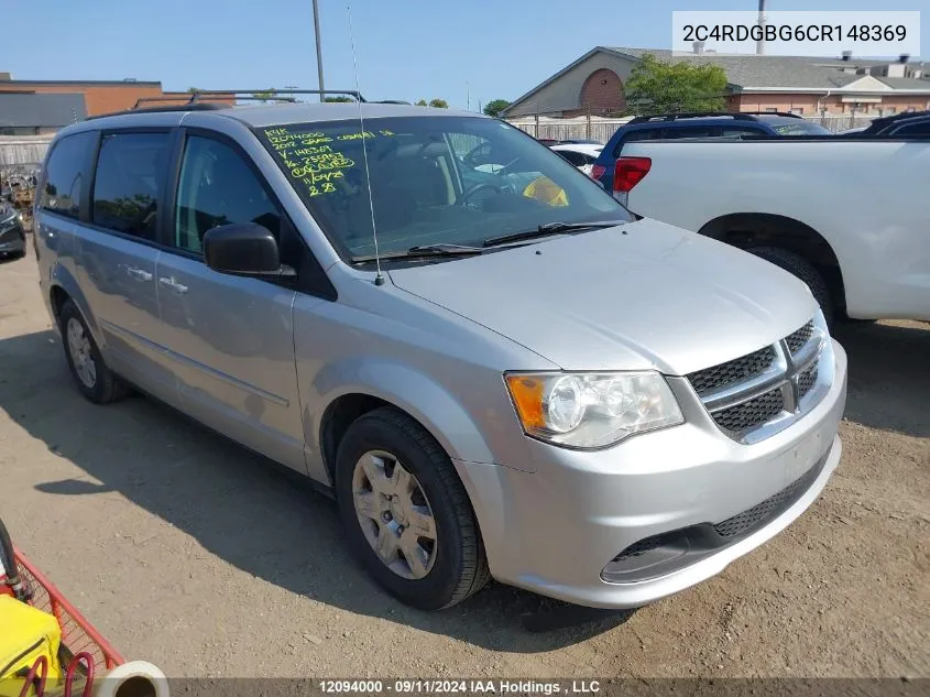 2012 Dodge Grand Caravan VIN: 2C4RDGBG6CR148369 Lot: 12094000