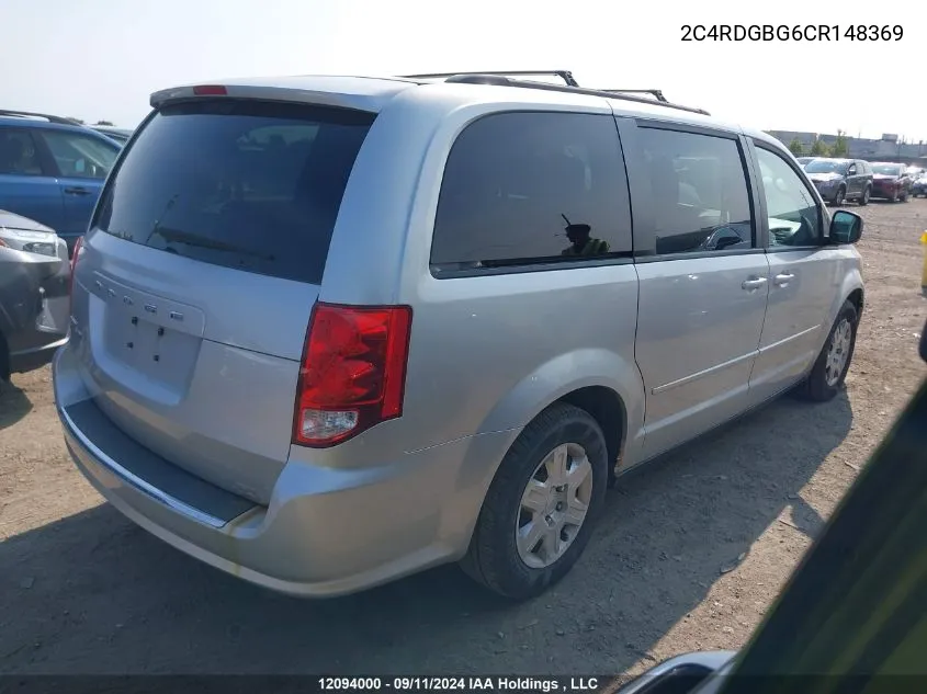 2012 Dodge Grand Caravan VIN: 2C4RDGBG6CR148369 Lot: 12094000