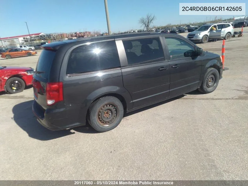 2012 Dodge Grand Caravan Sxt VIN: 2C4RDGBG6CR142605 Lot: 20117060