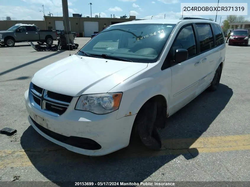 2012 Dodge Grand Caravan Se VIN: 2C4RDGBGXCR371319 Lot: 20153699