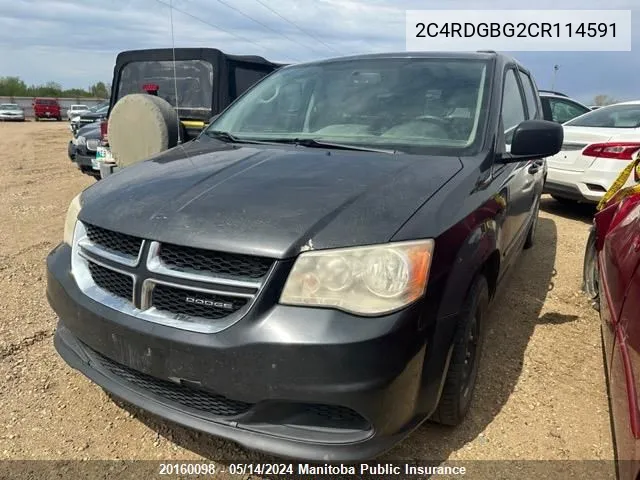 2012 Dodge Grand Caravan Se VIN: 2C4RDGBG2CR114591 Lot: 20160098