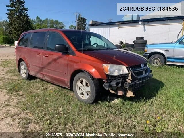 2012 Dodge Grand Caravan Se VIN: 2C4RDGBG3CR184536 Lot: 20163575