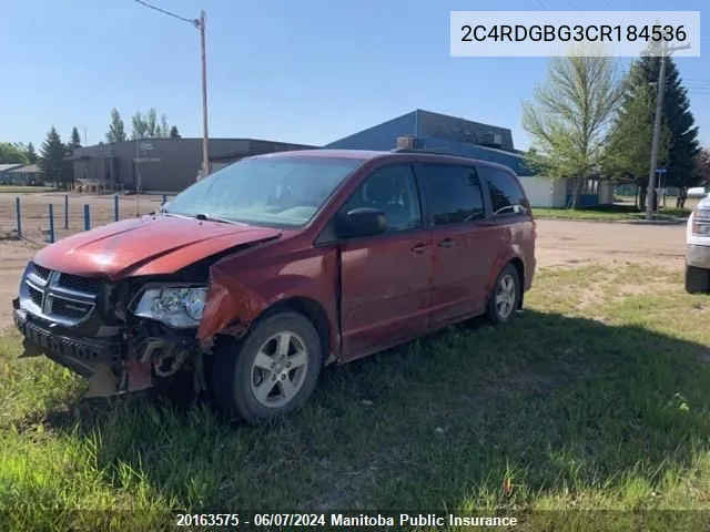 2012 Dodge Grand Caravan Se VIN: 2C4RDGBG3CR184536 Lot: 20163575