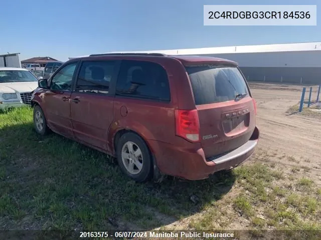 2C4RDGBG3CR184536 2012 Dodge Grand Caravan Se