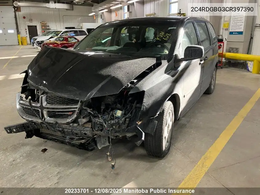 2C4RDGBG3CR397390 2012 Dodge Grand Caravan Se