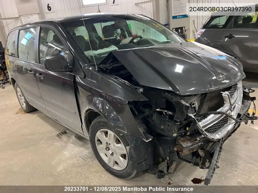 2C4RDGBG3CR397390 2012 Dodge Grand Caravan Se