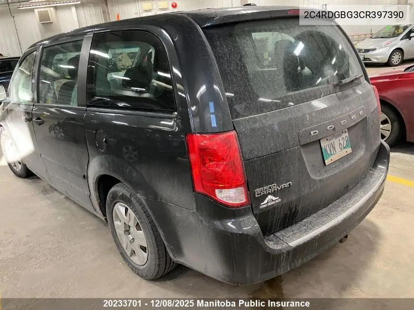 2C4RDGBG3CR397390 2012 Dodge Grand Caravan Se