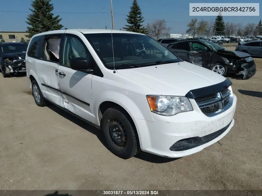 2C4RDGBG8CR342756 2012 Dodge Grand Caravan Se