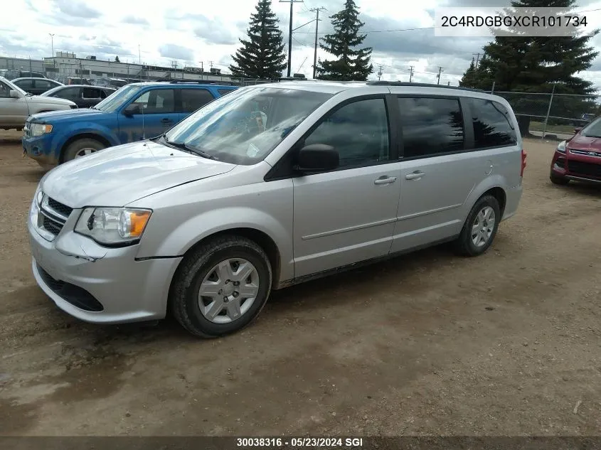 2012 Dodge Grand Caravan Se VIN: 2C4RDGBGXCR101734 Lot: 30038316