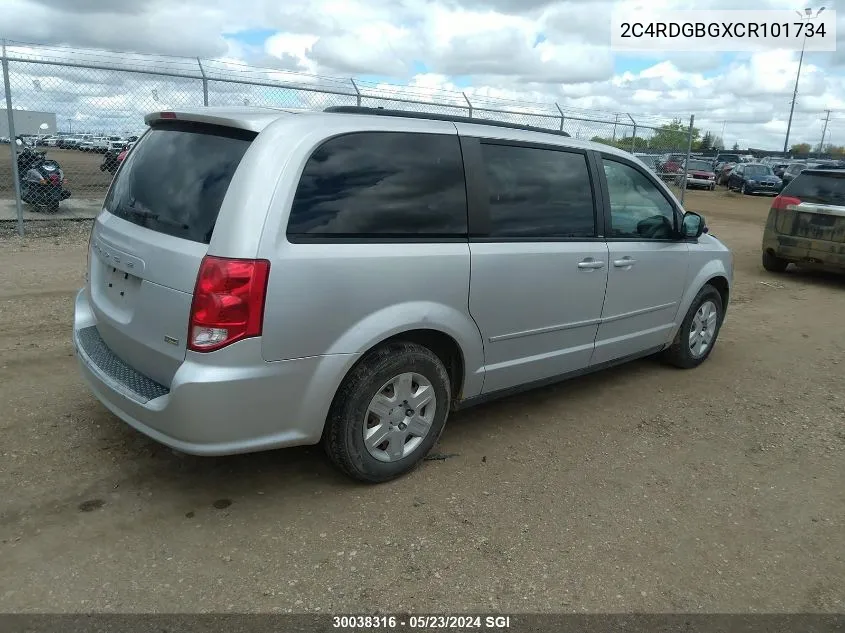 2012 Dodge Grand Caravan Se VIN: 2C4RDGBGXCR101734 Lot: 30038316