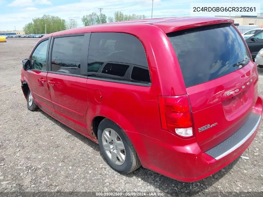 2012 Dodge Grand Caravan Se/Avp VIN: 2C4RDGBG6CR325261 Lot: 39382589