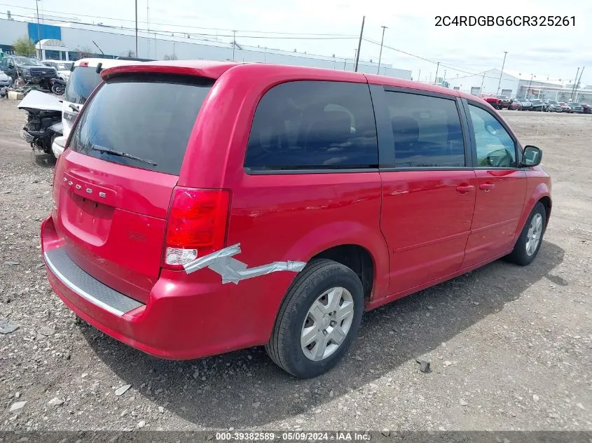 2012 Dodge Grand Caravan Se/Avp VIN: 2C4RDGBG6CR325261 Lot: 39382589