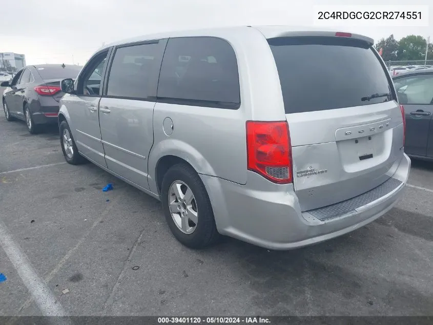 2C4RDGCG2CR274551 2012 Dodge Grand Caravan Sxt