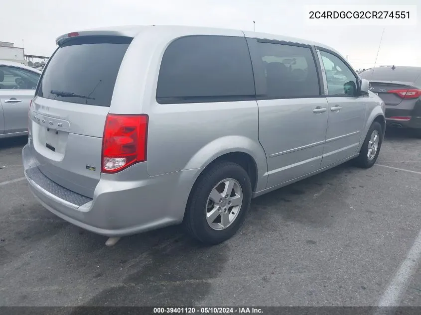 2C4RDGCG2CR274551 2012 Dodge Grand Caravan Sxt