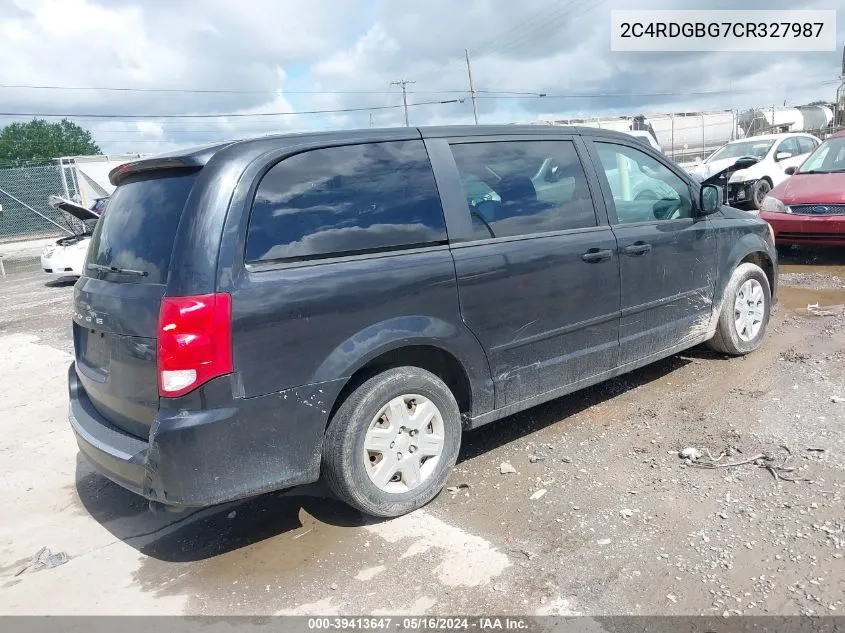 2012 Dodge Grand Caravan Se/Avp VIN: 2C4RDGBG7CR327987 Lot: 39413647