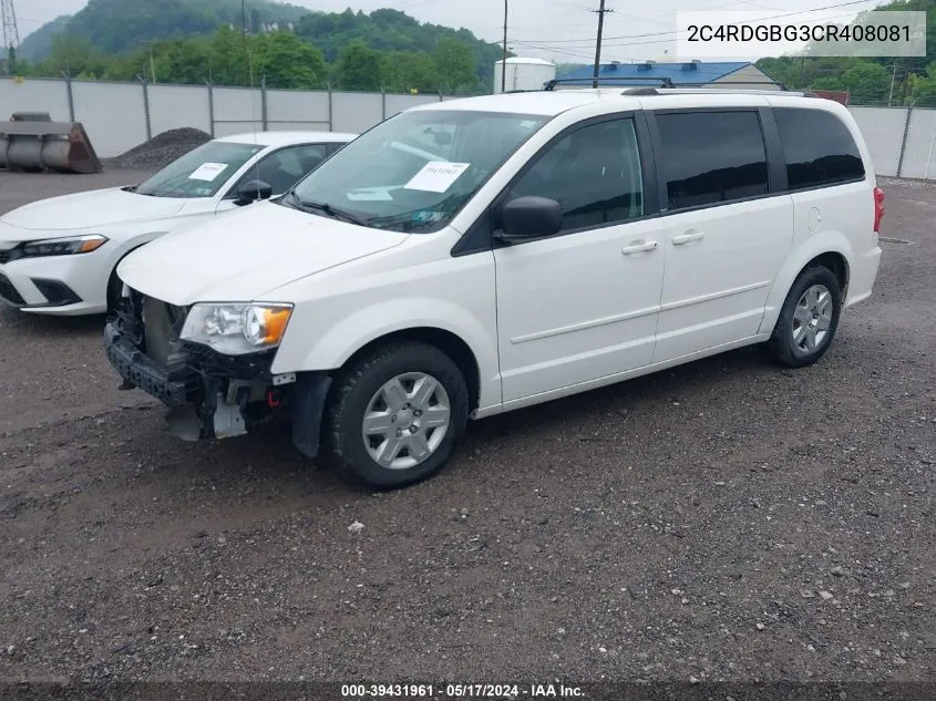 2C4RDGBG3CR408081 2012 Dodge Grand Caravan Se/Avp